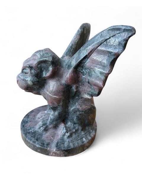 Garnet in arfvedsonite crystal gargoyle carving