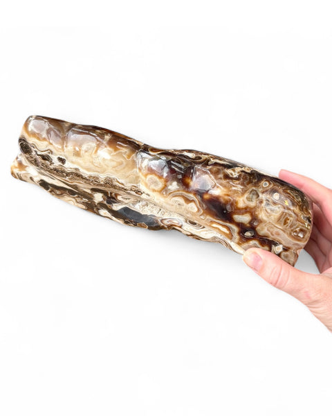 Chocolate calcite crystal freeform