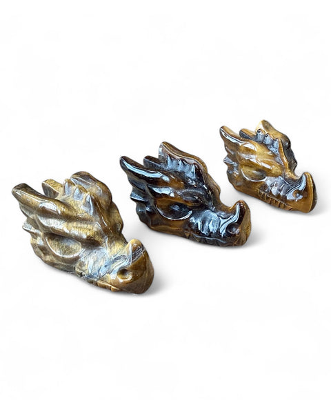 Tigers eye crystal dragon head carving