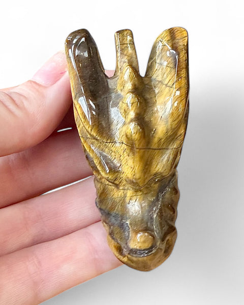 Tigers eye crystal dragon head carving