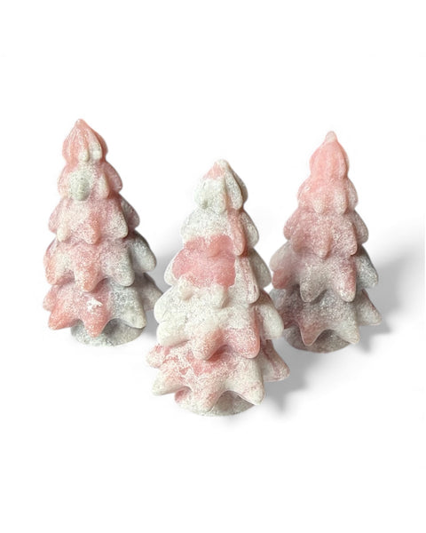 Pink opal crystal Christmas tree carving