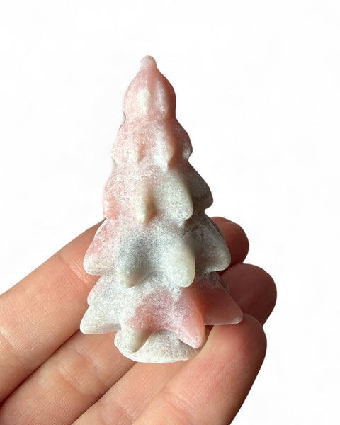 Pink opal crystal Christmas tree carving