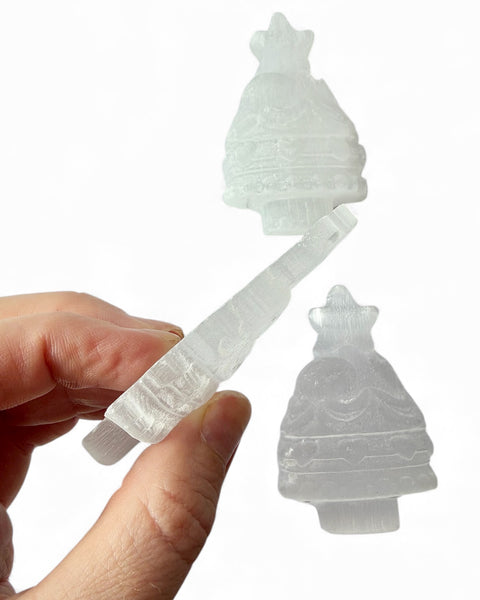 Selenite crystal Christmas tree