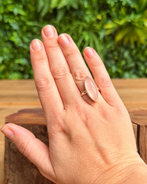 Rose quartz ring in sterling silver - size O