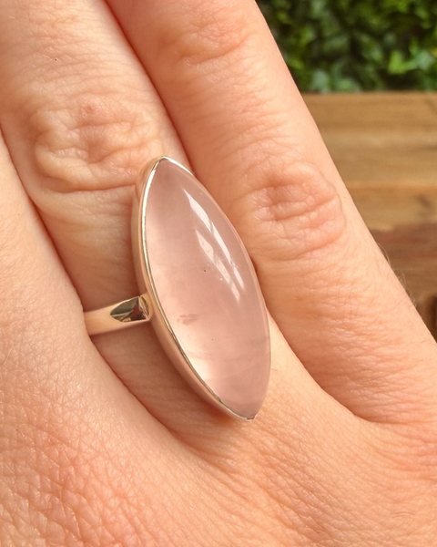 Rose quartz ring in sterling silver - size O