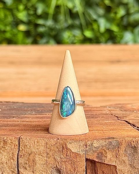 Australian opal ring in sterling silver - size O