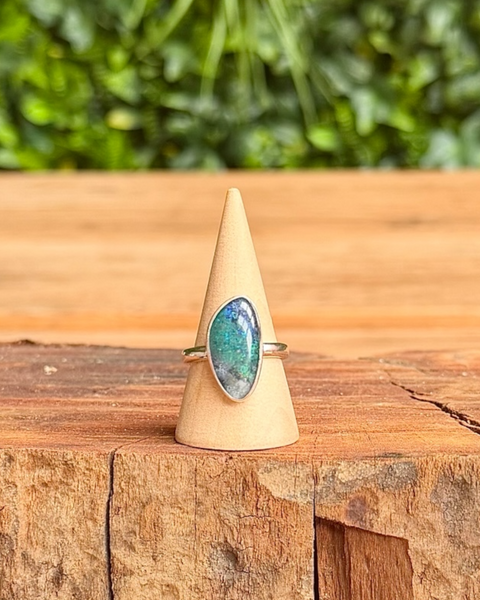 Australian opal ring in sterling silver - size P