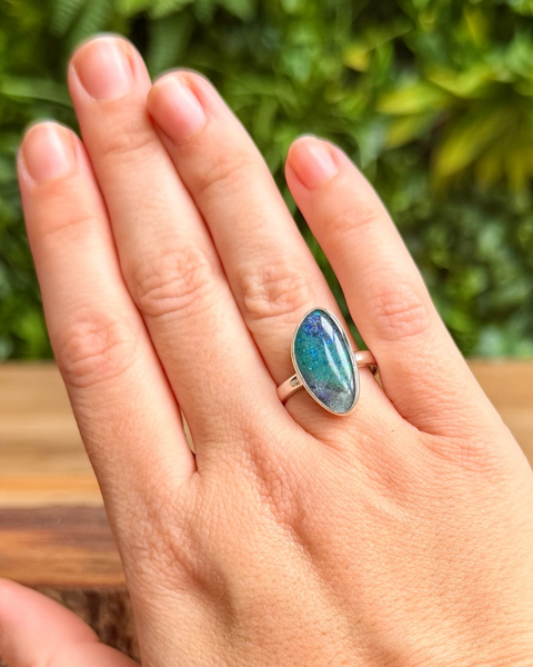 Australian opal ring in sterling silver - size P