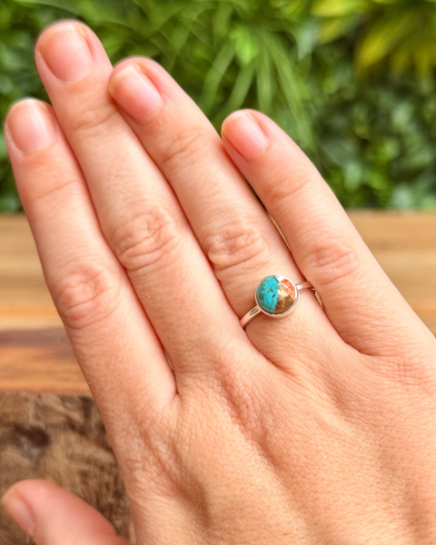 Spiny oyster mohave ring in sterling silver - size O