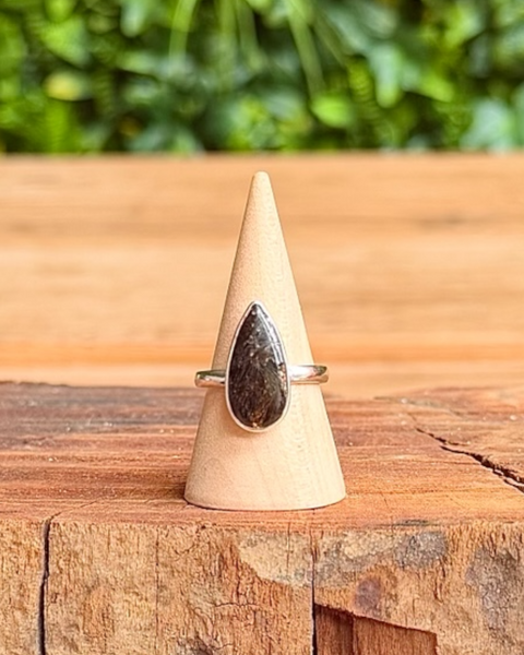 Astrophyllite ring in sterling silver - size N