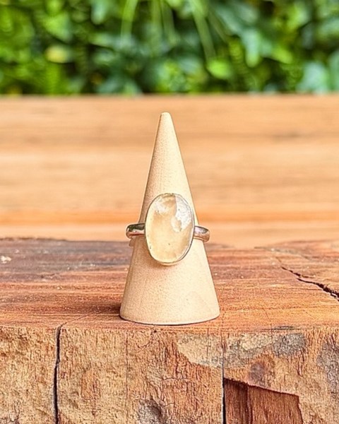 Libyan desert glass ring in sterling silver - size O