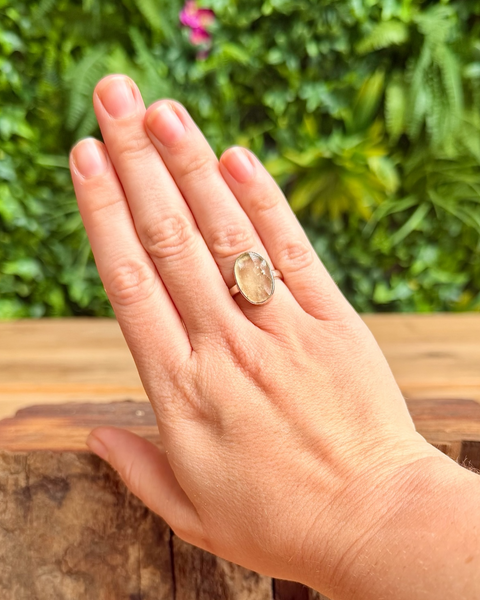 Libyan desert glass ring in sterling silver - size O