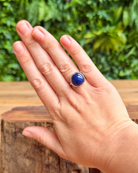 Lapis lazuli ring in sterling silver - size P