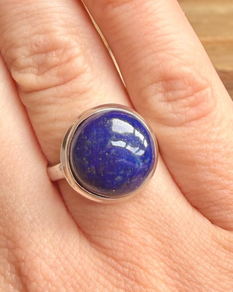 Lapis lazuli ring in sterling silver - size P