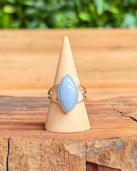 Angelite ring in sterling silver - size P