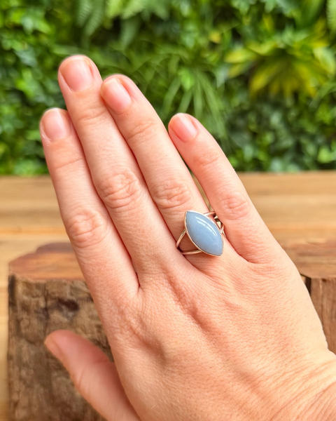 Angelite ring in sterling silver - size P