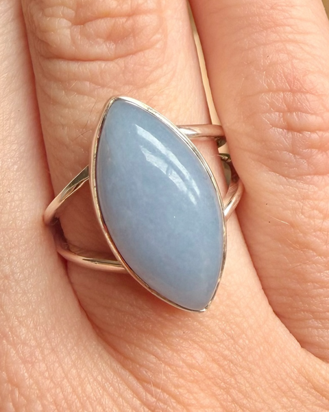 Angelite ring in sterling silver - size P