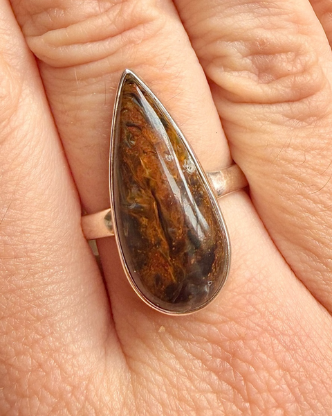 Pietersite ring in sterling silver - size P