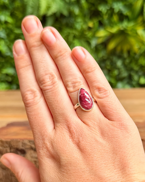 Thulite ring in sterling silver - size L