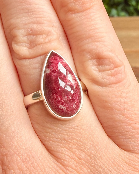 Thulite ring in sterling silver - size L