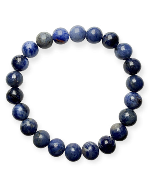 Sodalite 8mm bracelet on white background