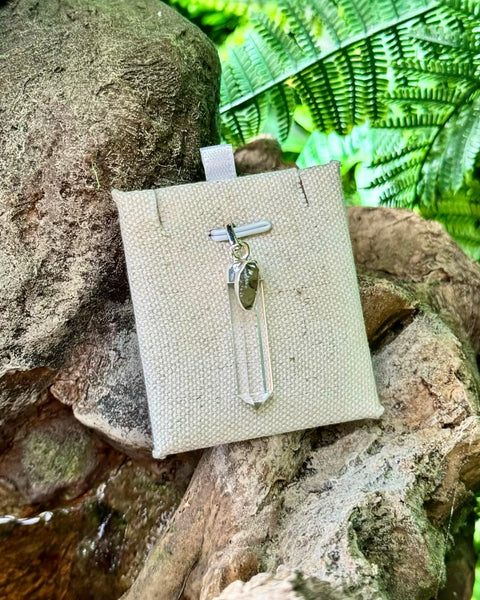 Moldavite with Quartz Pendant