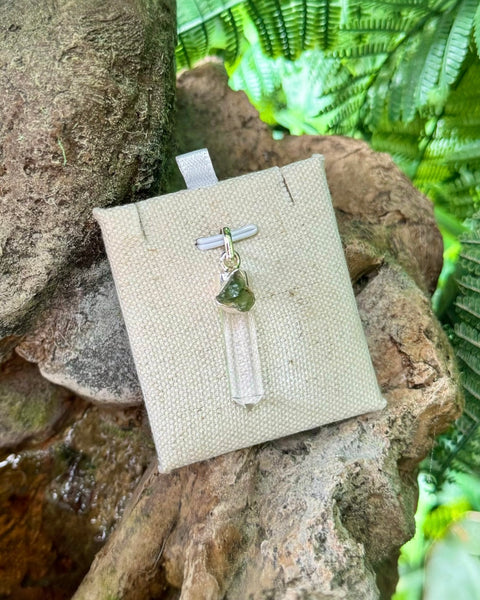 Moldavite with Quartz Pendant