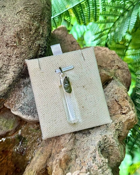 Moldavite with Quartz Pendant