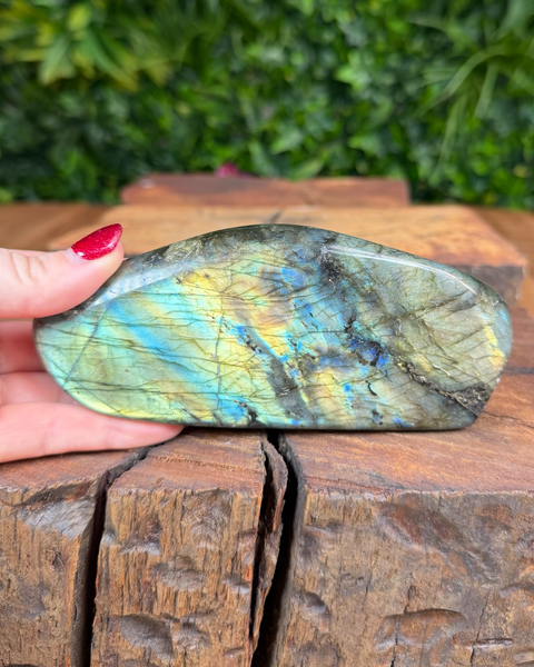 Labradorite freeform stone with intense colourful sheen