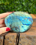 Labradorite freeform showing green, yellow and blue sheen