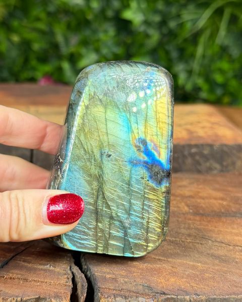 Flashy labradorite freeform crystal polished smooth
