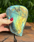 Labradorite freeform stone with vivid blue and purple glow