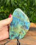Labradorite freeform with vibrant blue and green iridescence