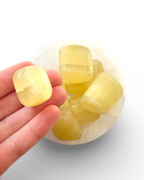 Lemon calcite tumble stone