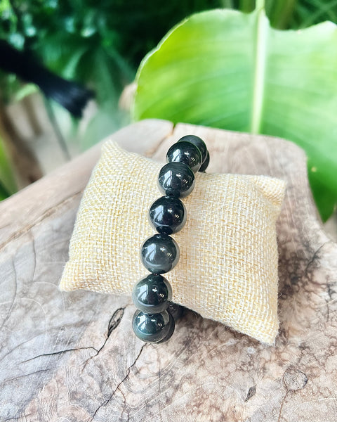 Silver Sheen Obsidian Beaded Bracelet