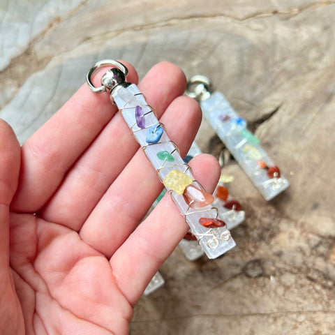 Chakra Selenite Pendant