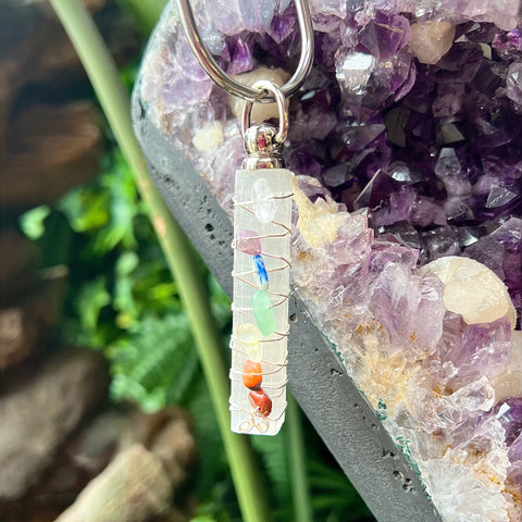 Chakra Selenite Pendant