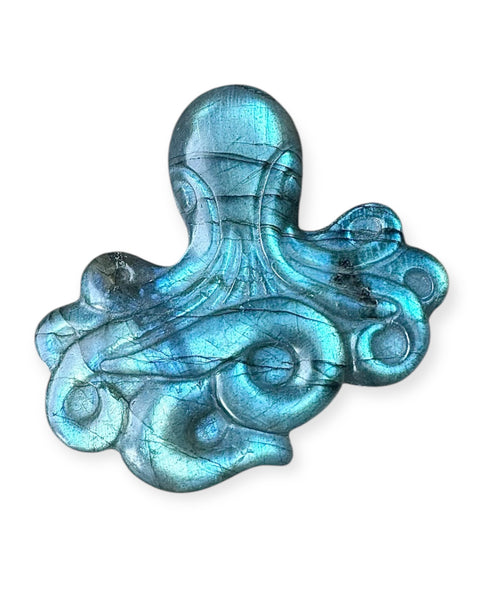 Labradorite octopus carving