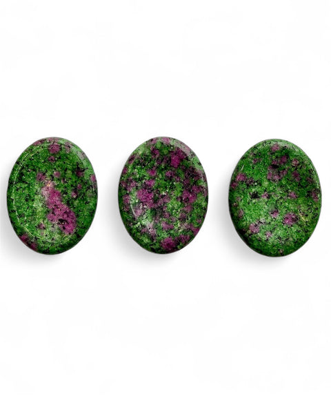 Ruby zoisite crystal thumb / worry stone
