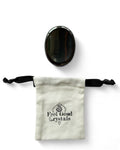 hematite crystal thumb worry stone with Feel Good Crystals Ltd drawstring pouch