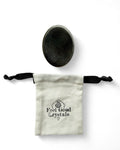 Obsidian crystal them worry stone with Feel Good Crystals drawstring pouch