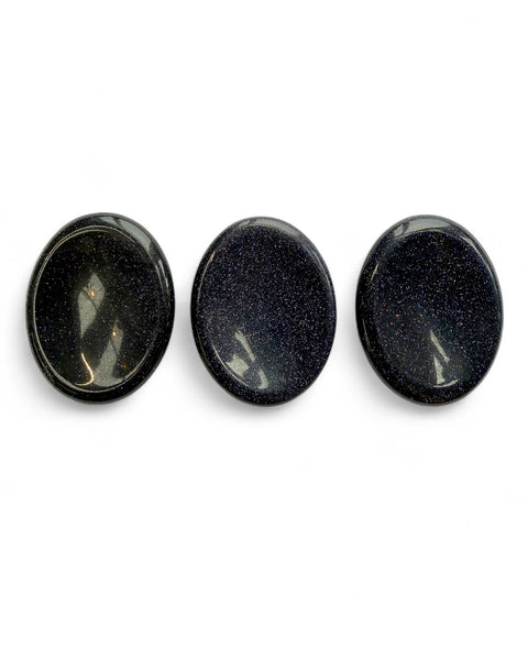 Blue goldstone crystal thumb / worry stone