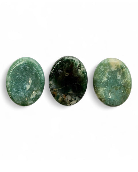 Moss agate crystal thumb / worry stone