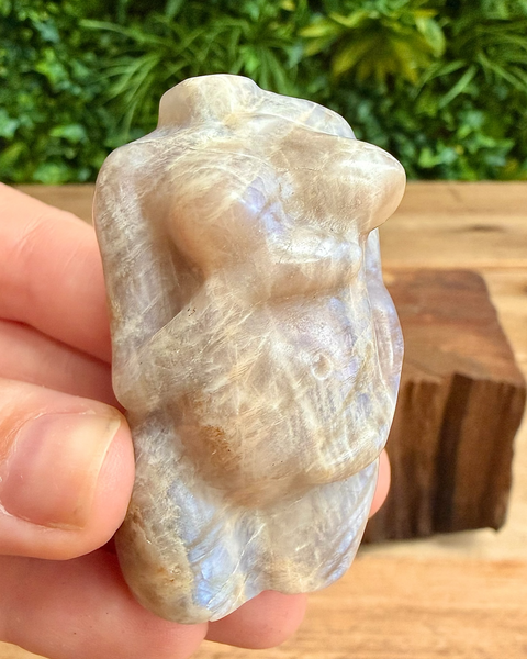pregnant female body carving in moonstone