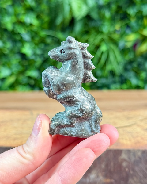 pyrite horse carving