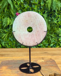 Rose quartz bi carving on stand