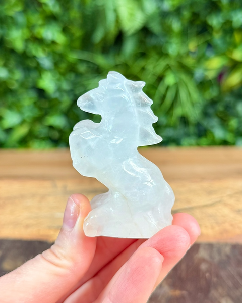 clear quartz horse carving