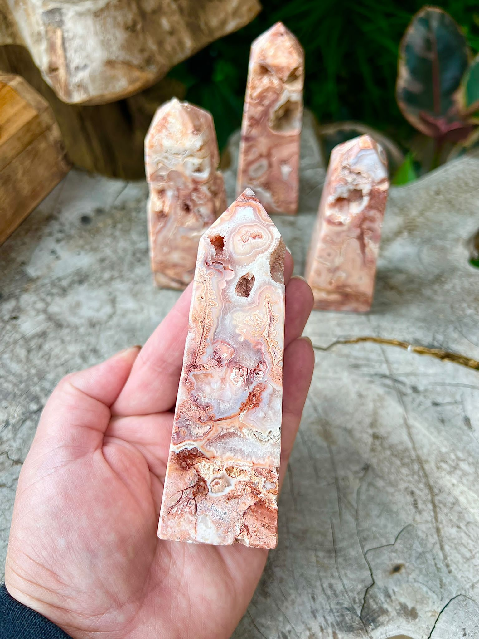 Pink Crazy Lace Agate high quality Tower